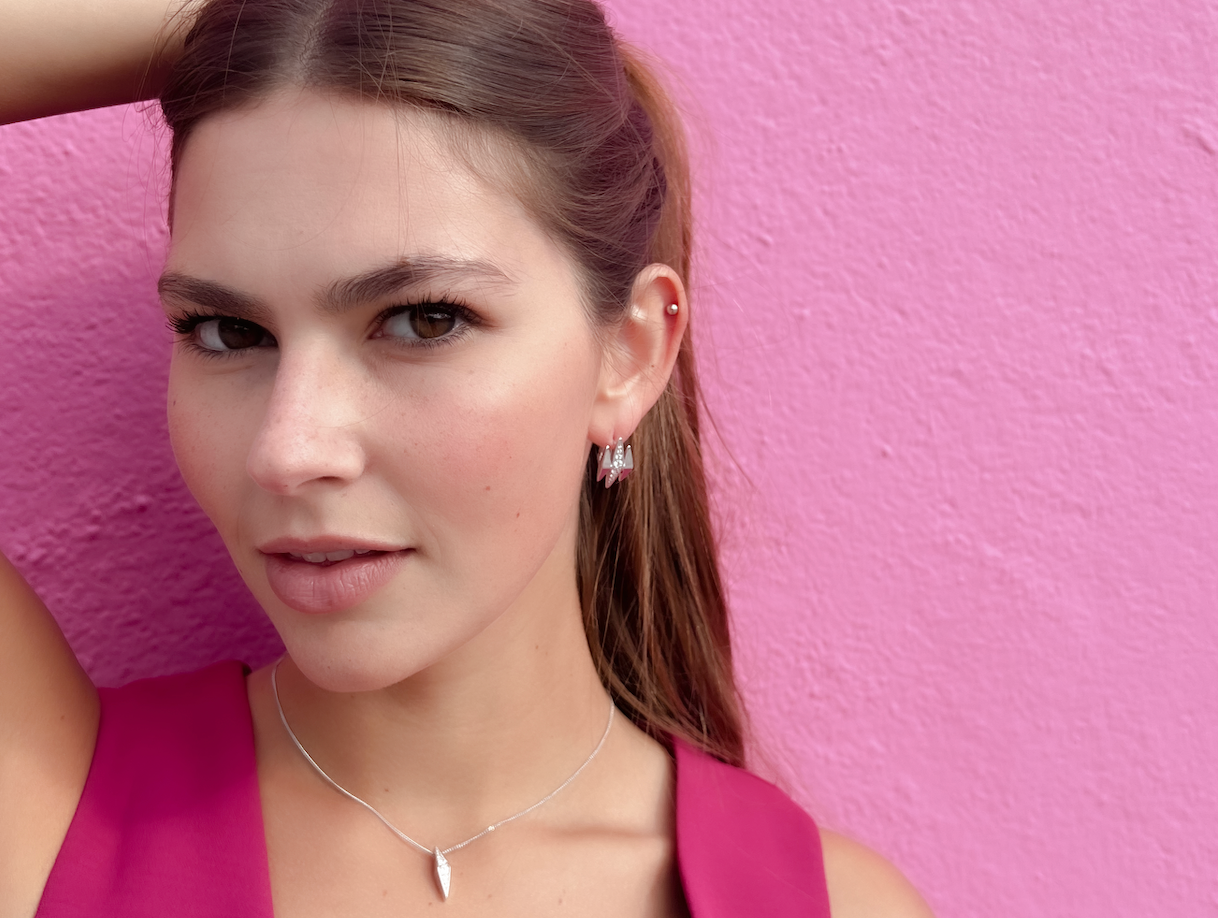 Sterling Silver Necklace with matching sterling silver triple earrings