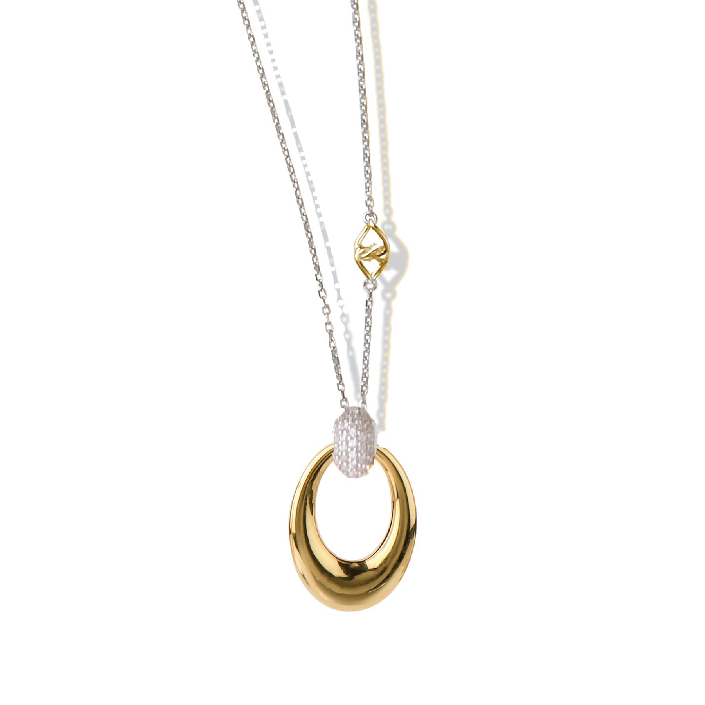 Knocker Pendant Necklace | Knocker Pendant with White Sapphires and Yellow Gold