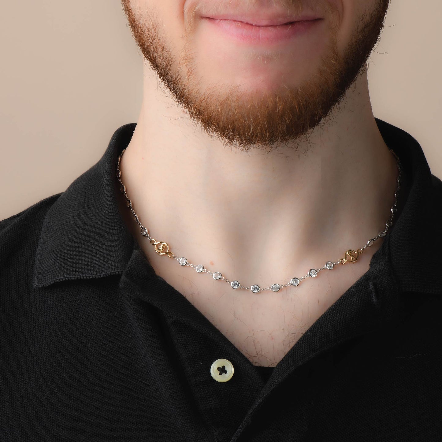 Silver & Gold Necklace | Sterling Silver Yellow Gold White Sapphire Woven Hearts Necklace