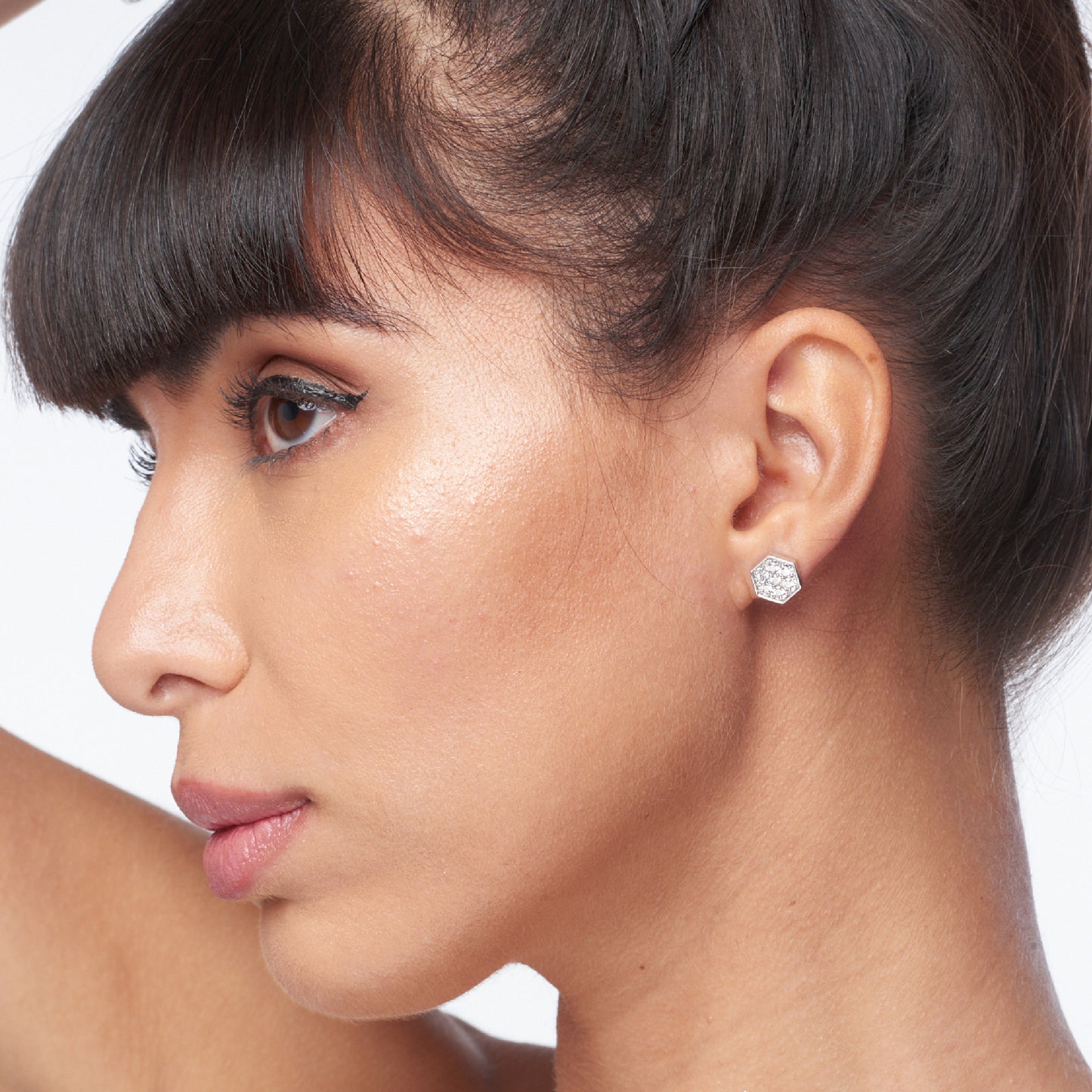 Sterling Silver Studs | White Sapphire Silver Stud Earrings