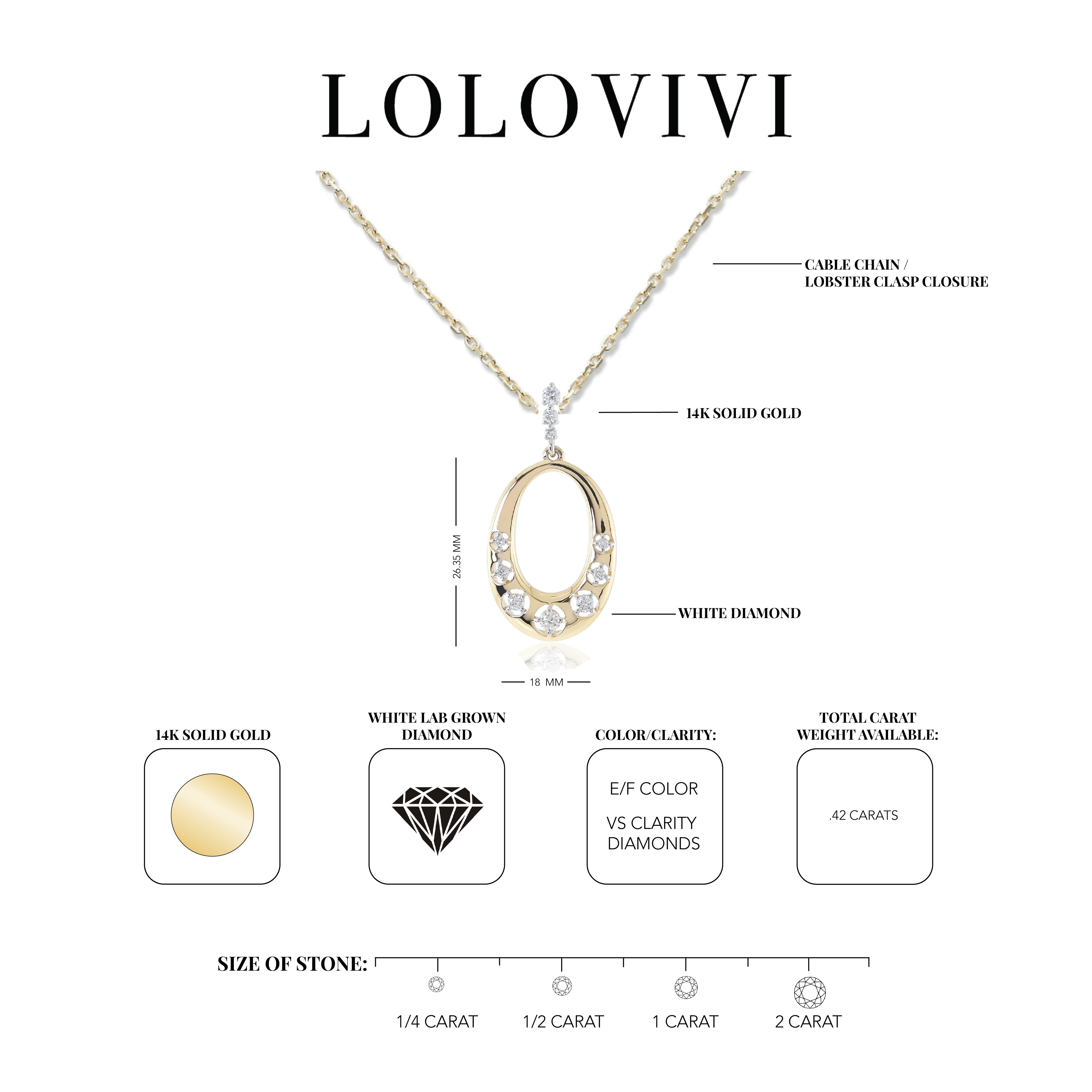 The Ellis 14K solid gold necklace with white diamonds and cable chain.
