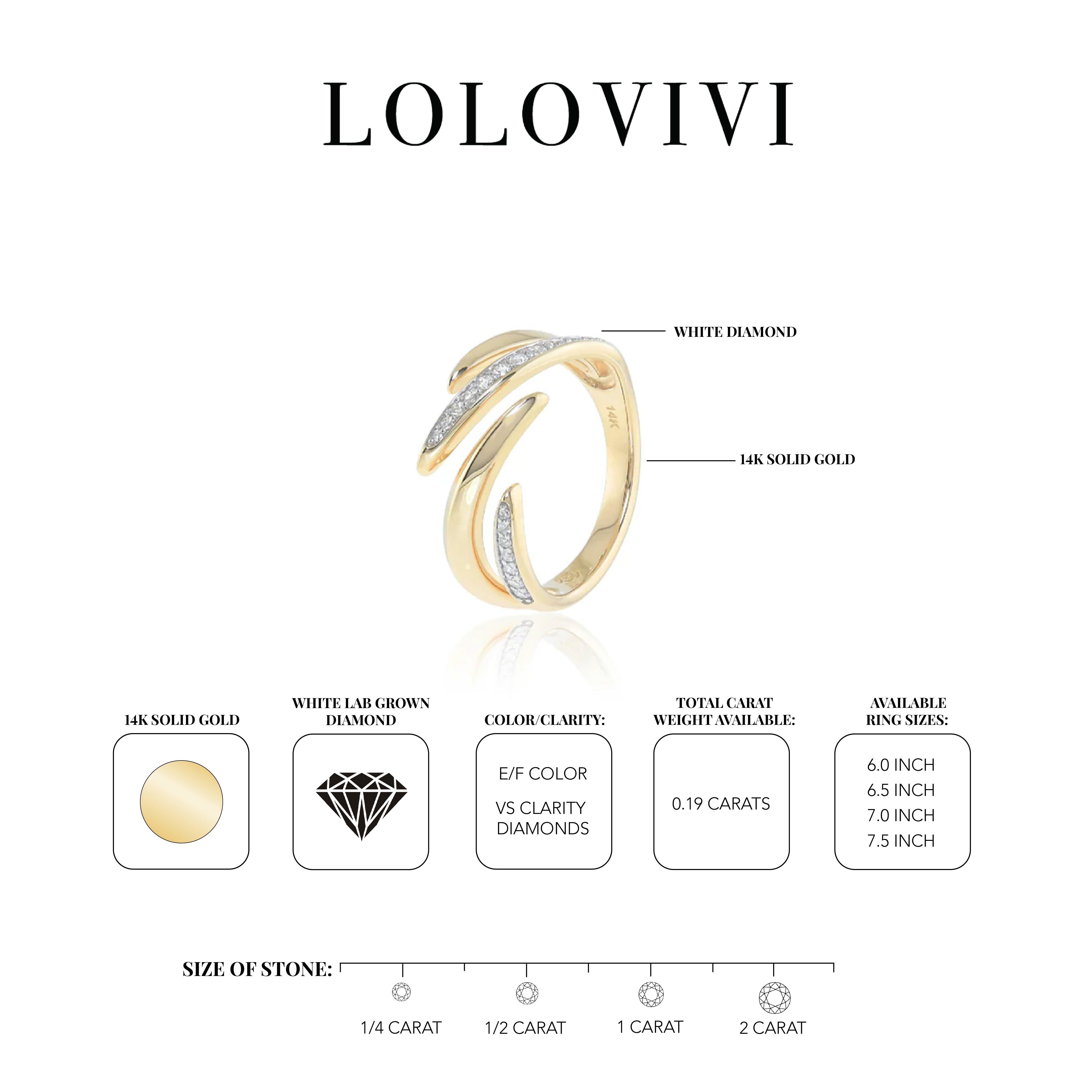 14K solid gold ring with swirl design and white diamonds, elegant and luxurious.