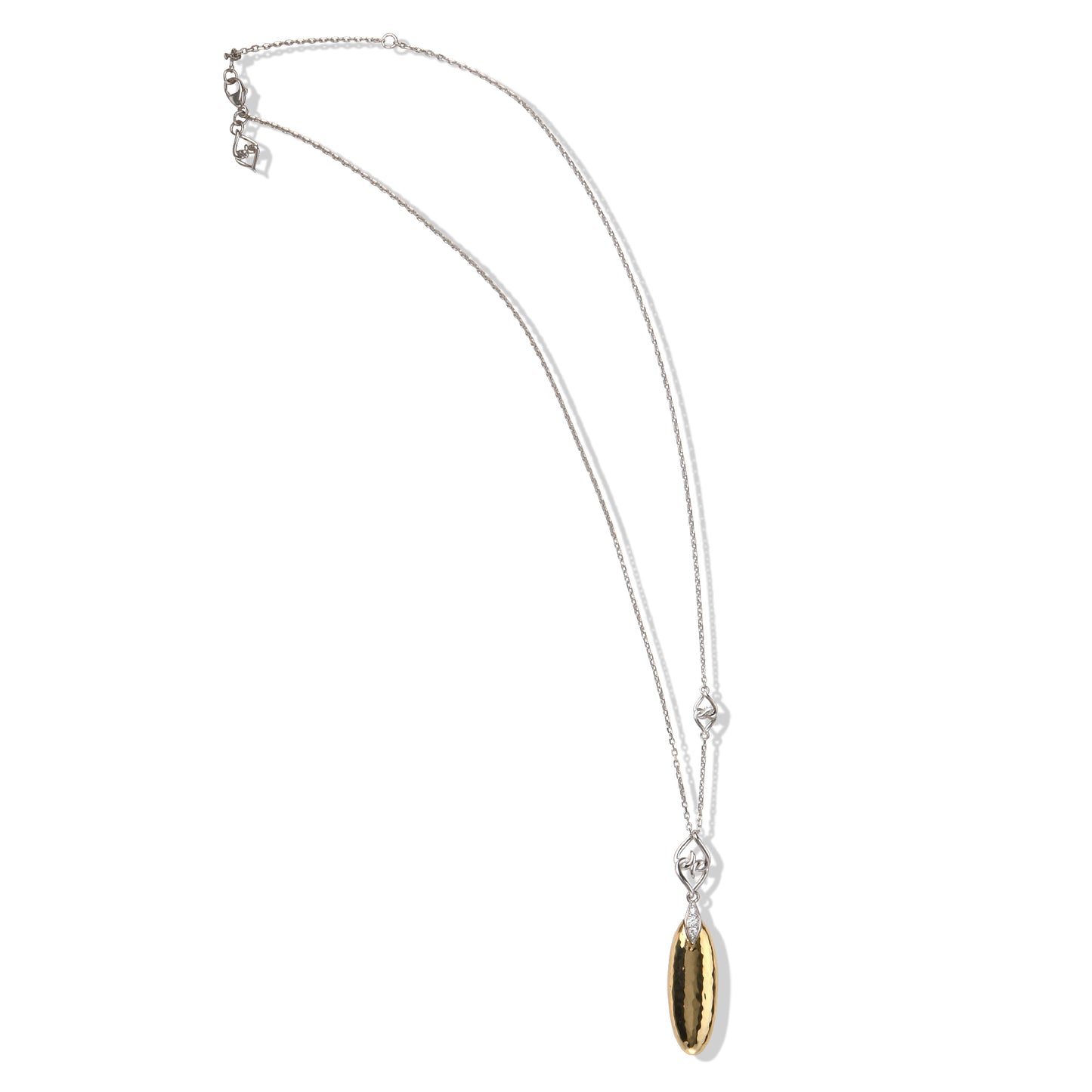 Teardrop Pendant Necklace | Teardrop Pendant with White Sapphires and Yellow Gold