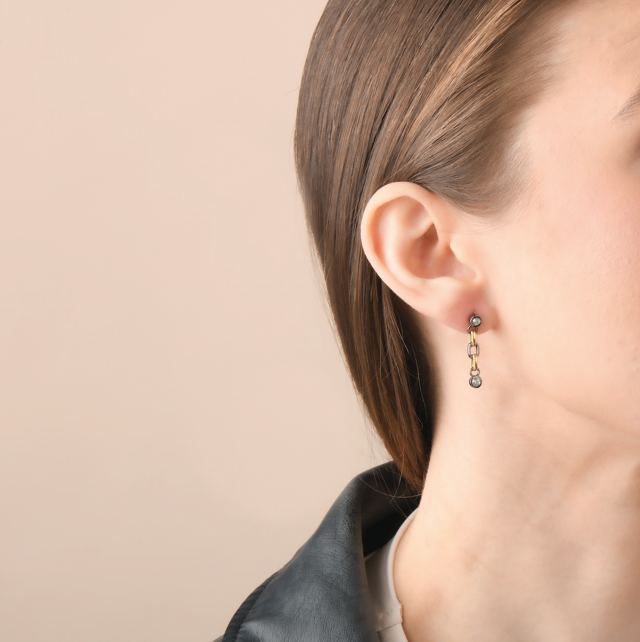 Silver Sapphire Earrings | Sterling Silver Black Platinum White Sapphire Short Chain Earrings