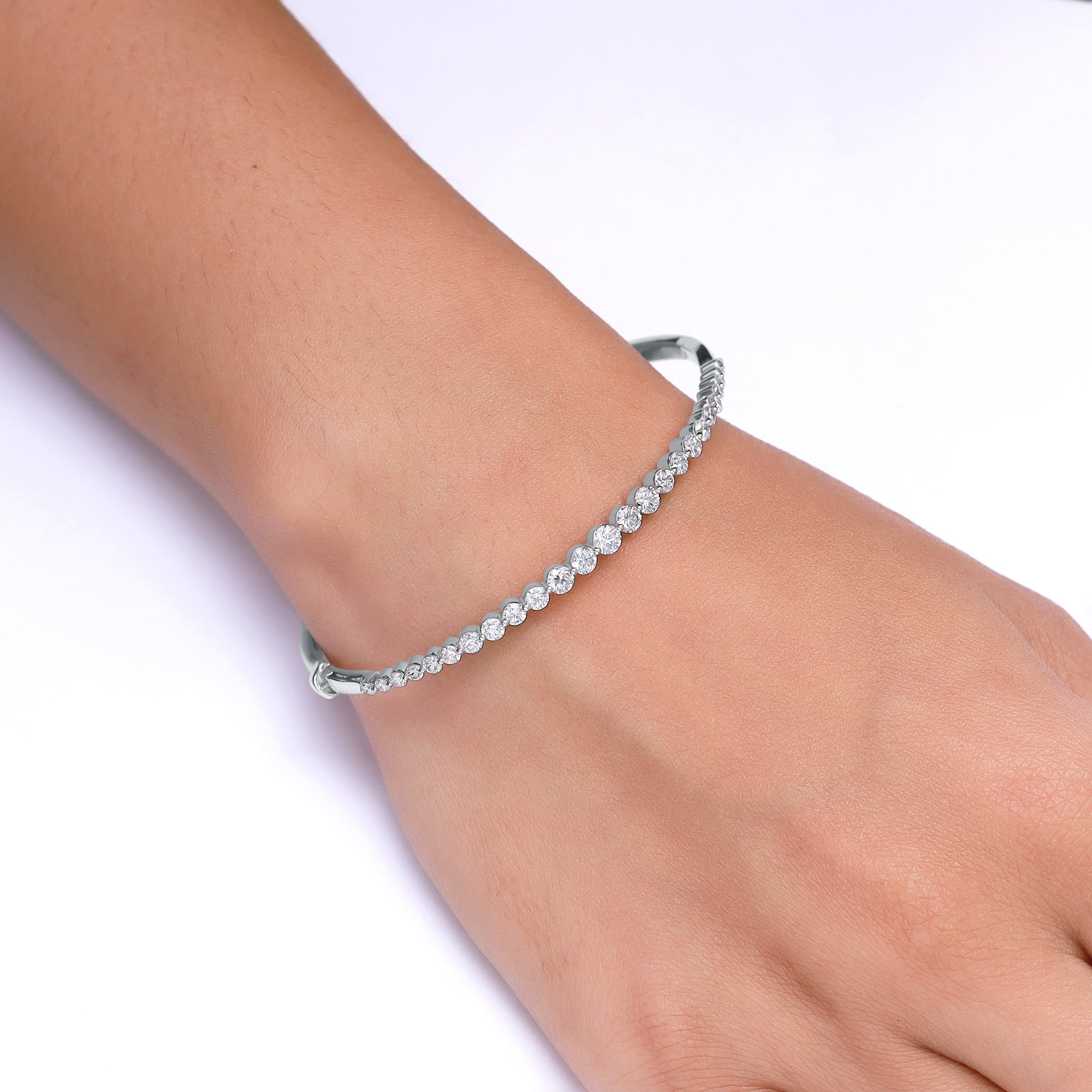 The Avery Bangle Bracelet - 14K Gold Vermeil or Premium Sterling Silver with Lab-Grown Diamond Bracelet