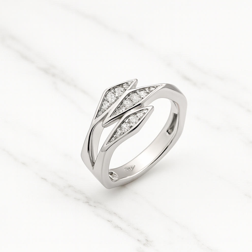The Aspen Triple Bypass Ring – Sterling Silver with White Sapphires