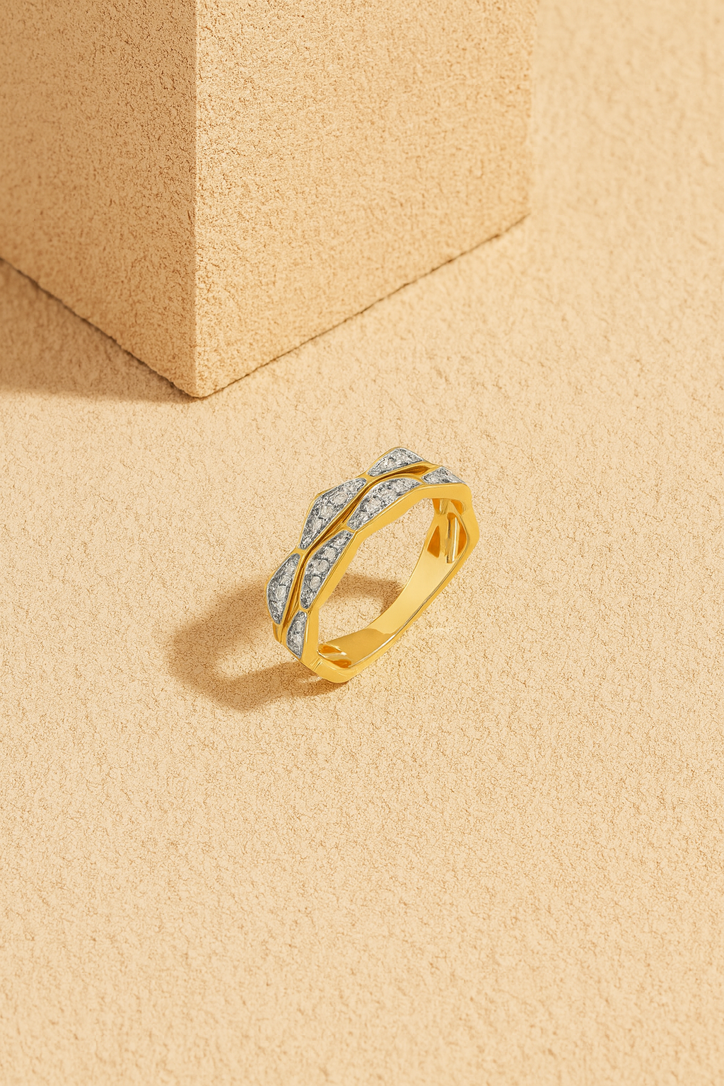 The Cedar Double-Stack Ring – 14K Solid Gold with Lab-Grown Diamonds