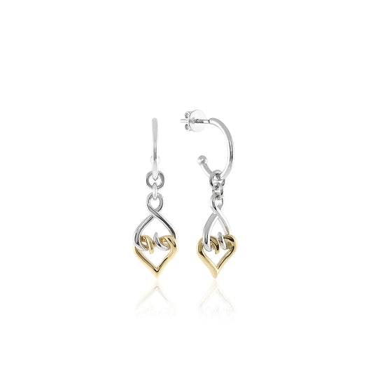 Sterling Silver Solid Gold Hoop Dangle Earrings