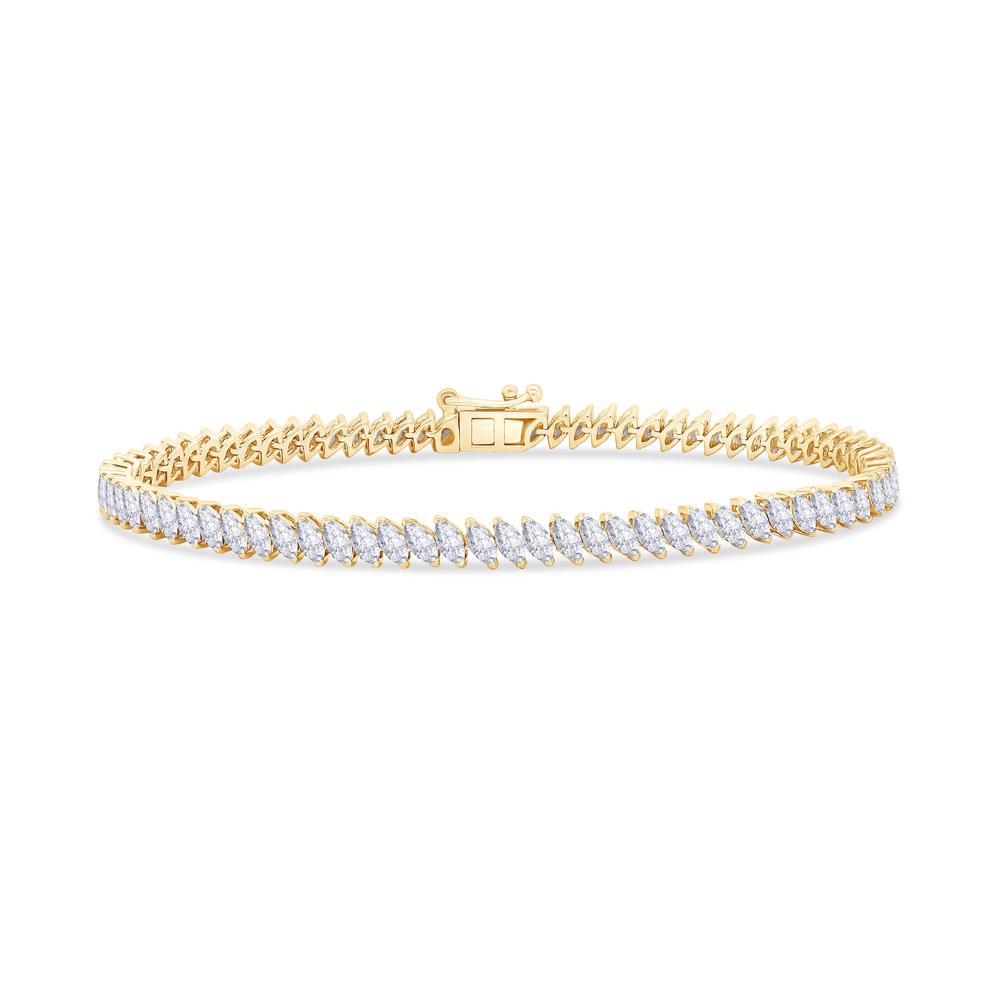 Gold bracelet with diamond accents on a white background