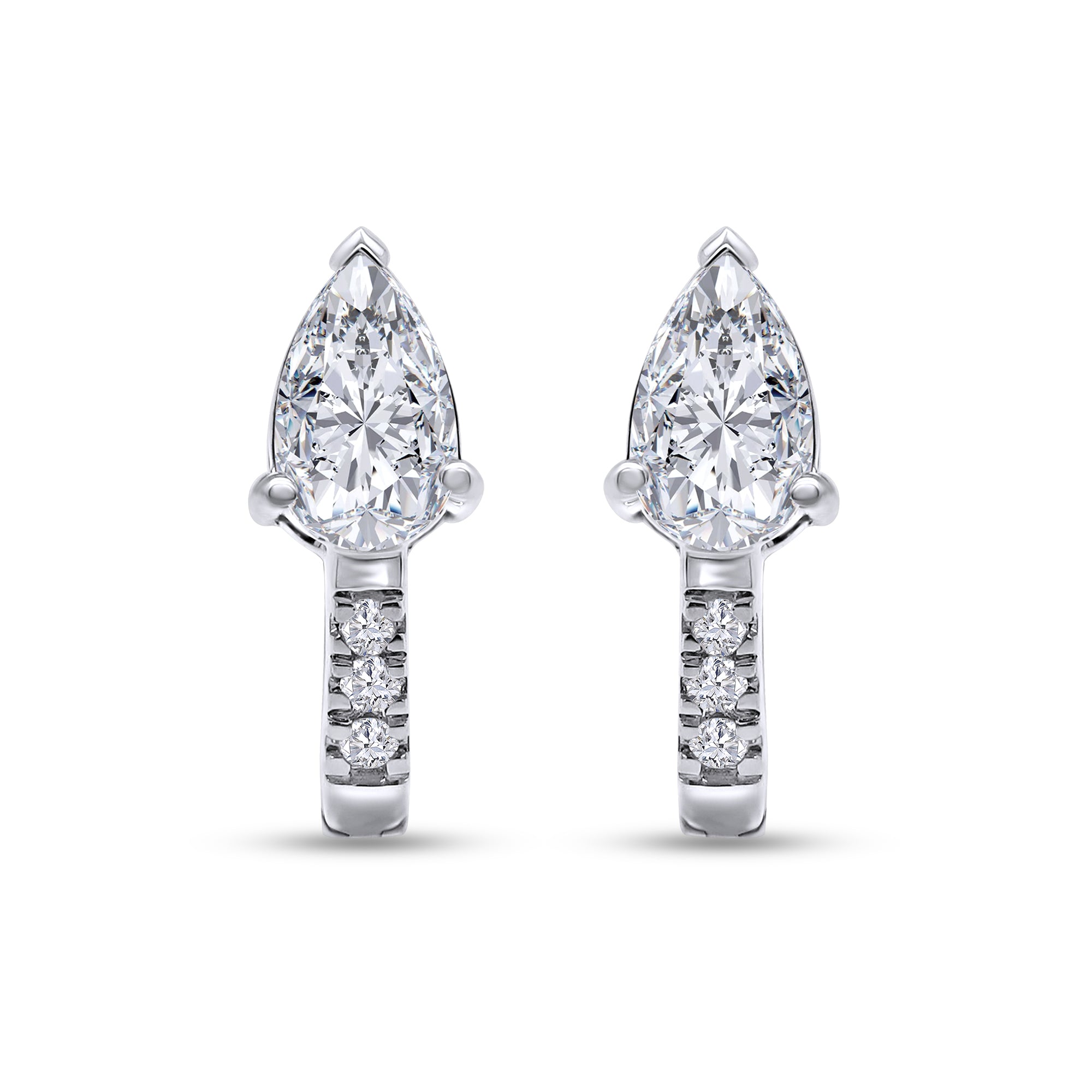 Pair of diamond earrings on a white background