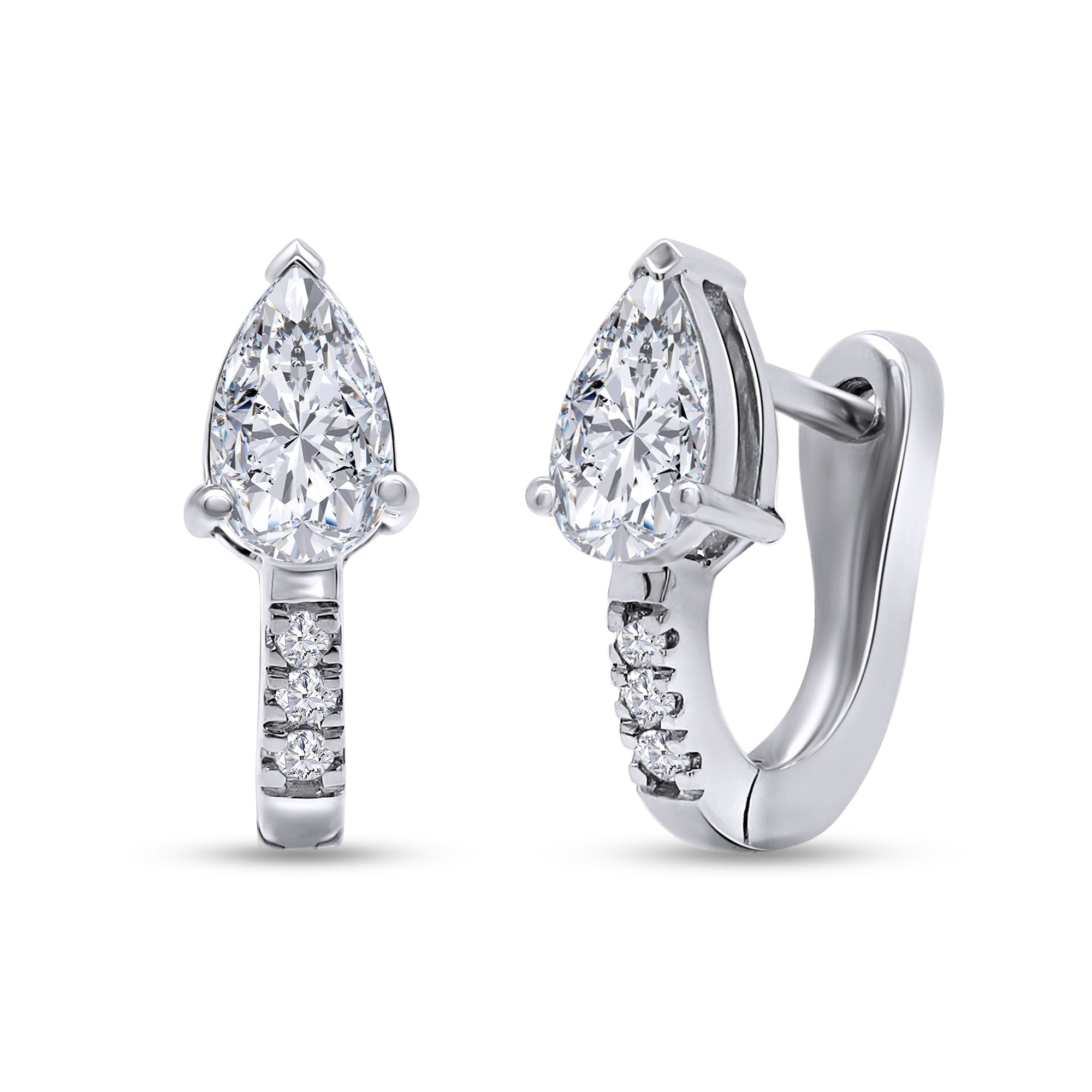 Pair of diamond earrings on a white background