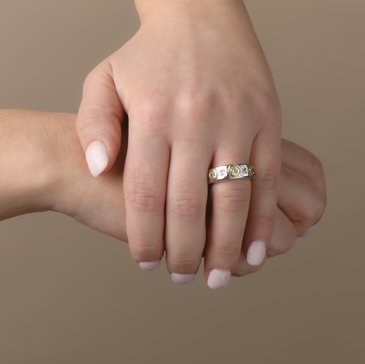 Silver and 14K Gold Ring | Sapphire Sterling Silver and Yellow Gold Ring