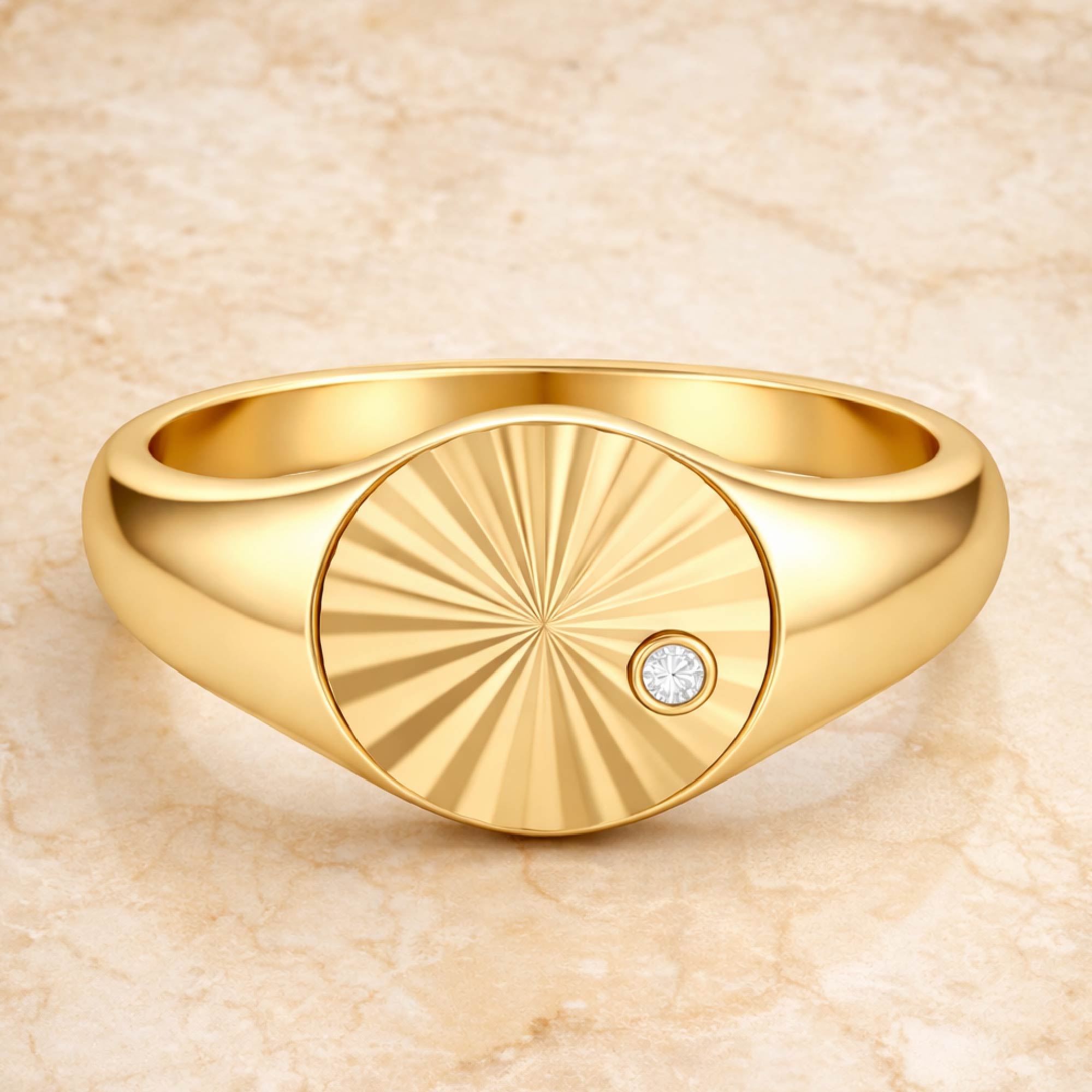 The Liv Signet Ring - 14K Gold Vermeil or Sterling Silver with Lab-Grown Diamond Ring