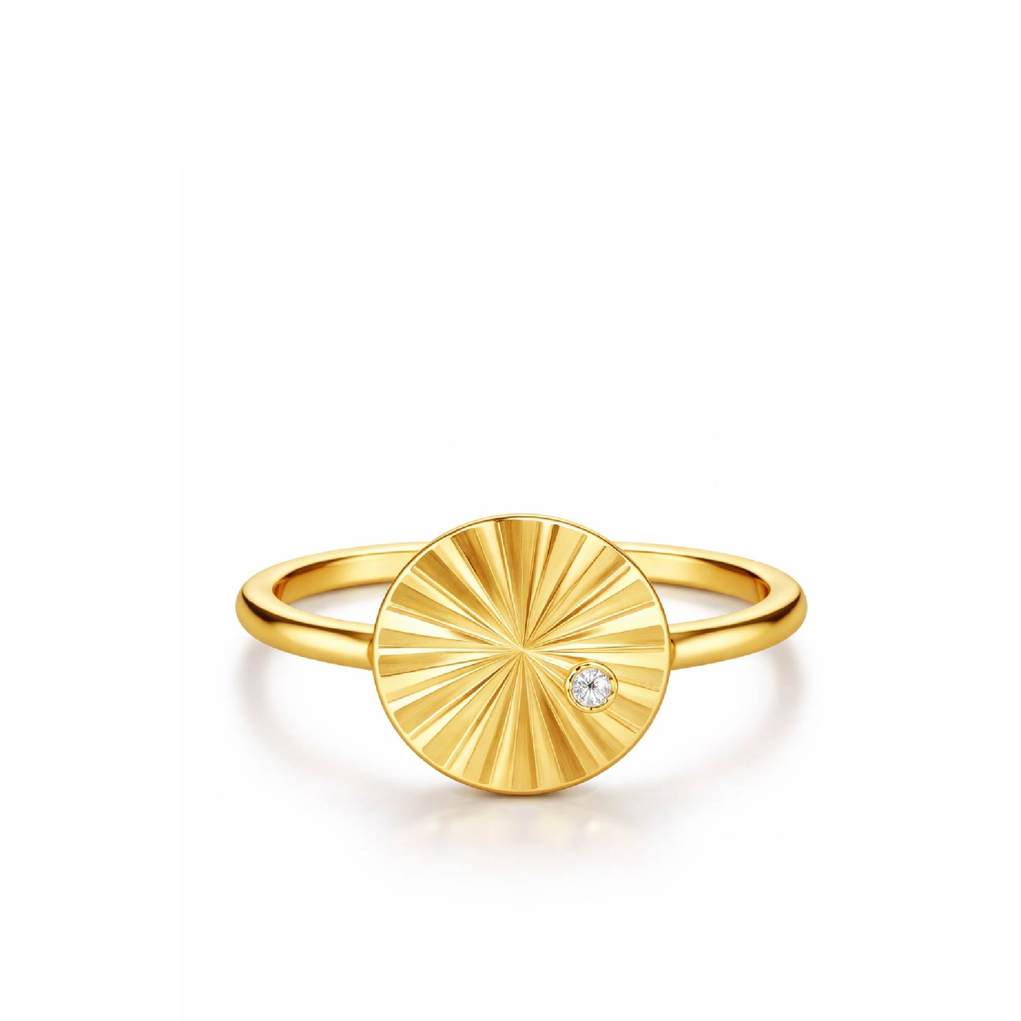 14k gold vermeil liv sunburst ring with a single lab grown diamond