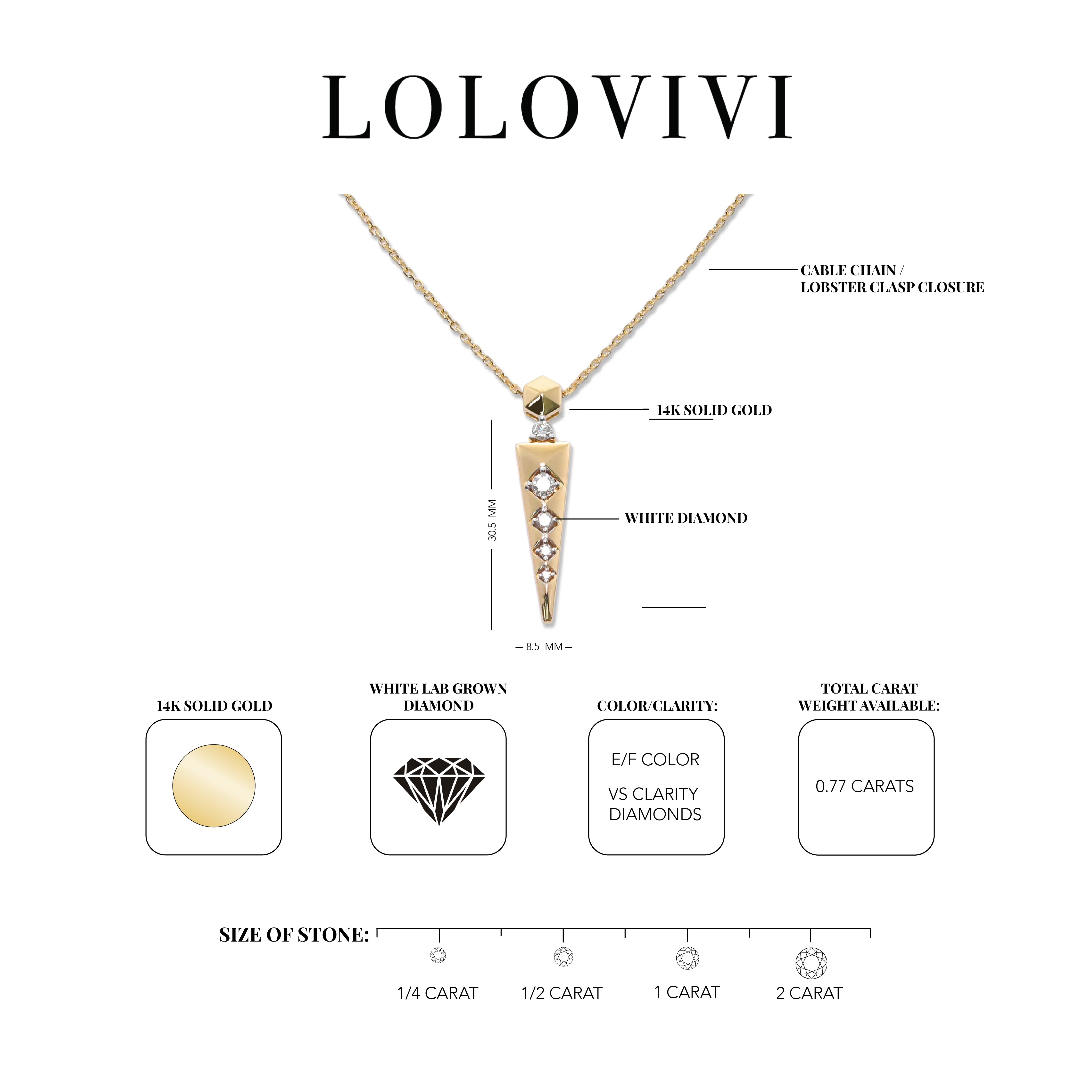 The Emerson 14K Solid Gold Diamond Pendant Necklace