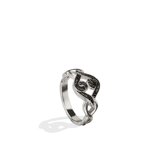 Sterling Silver Black Diamond United Love Ring