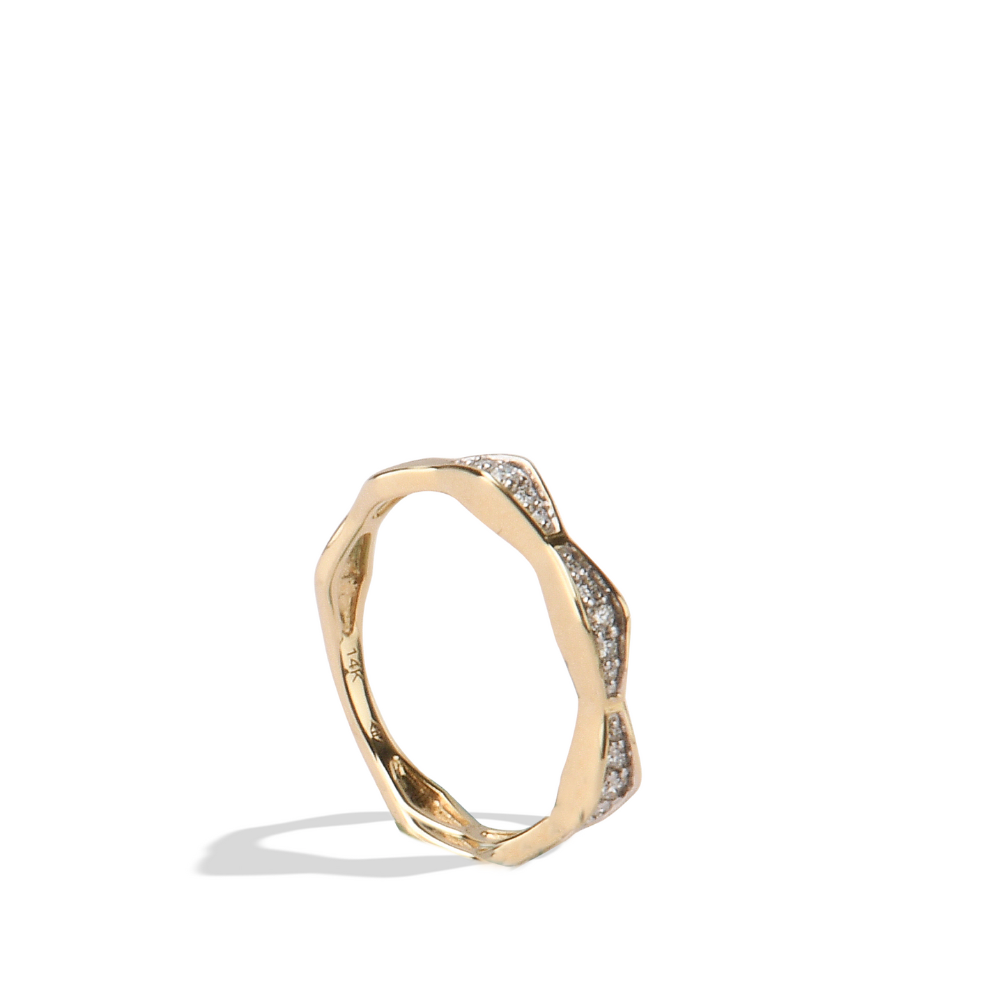 Solid Gold Natural White Diamond Single Stack Ring