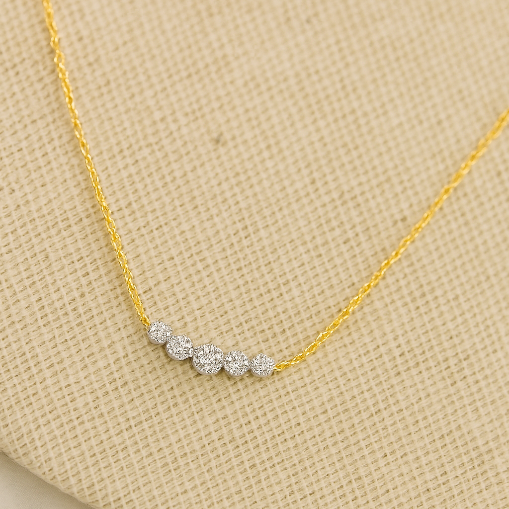 solid gold diamond stone necklace