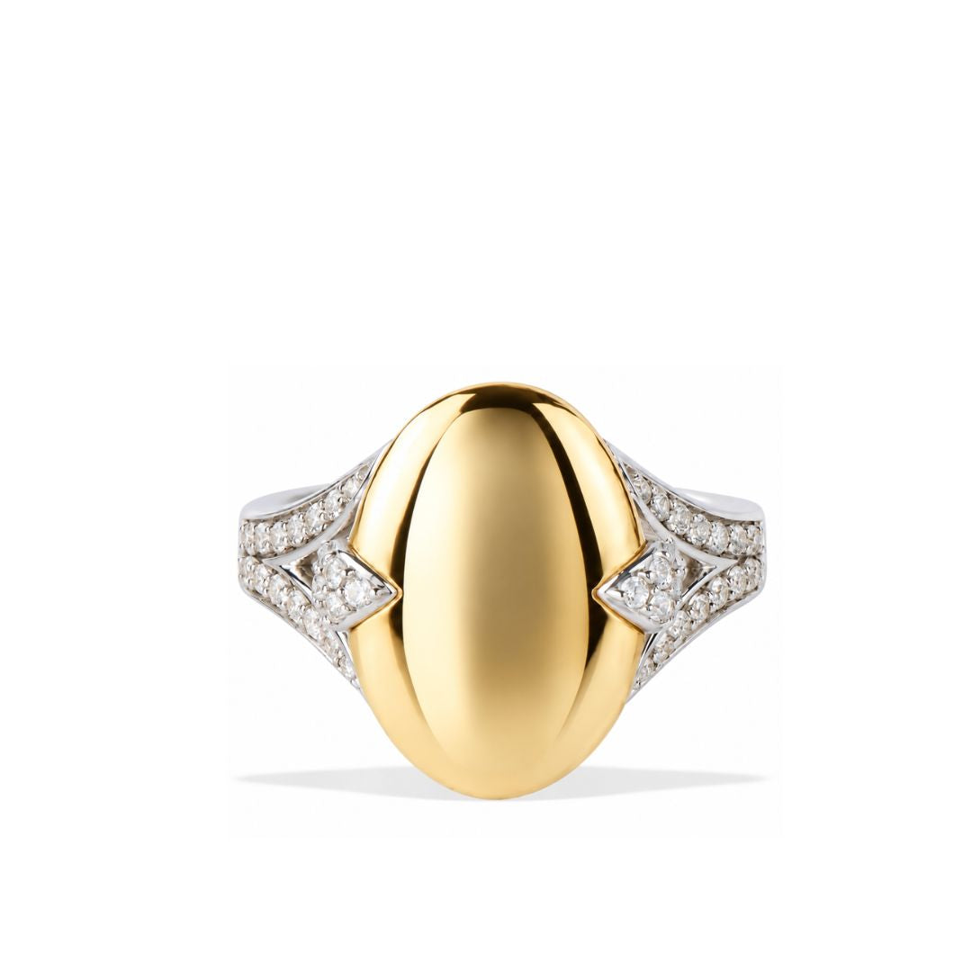 The Bean ring in mixed metals with gold vermeil and lab diamonds