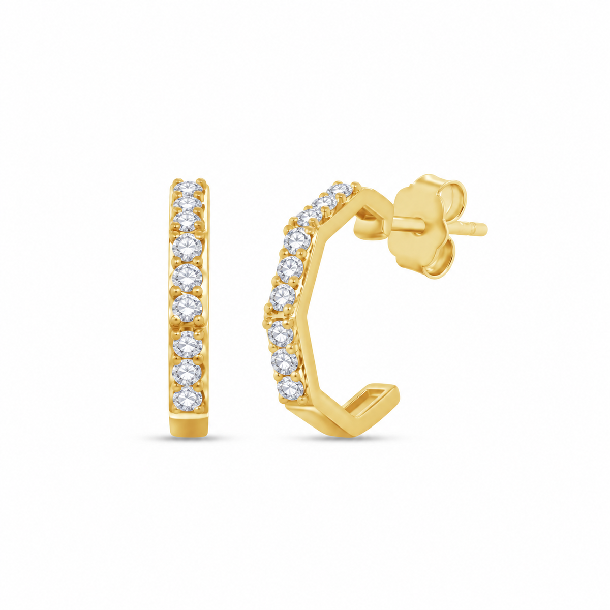 The Gold Jude Earrings with Lab Grown Diamonds on a white background