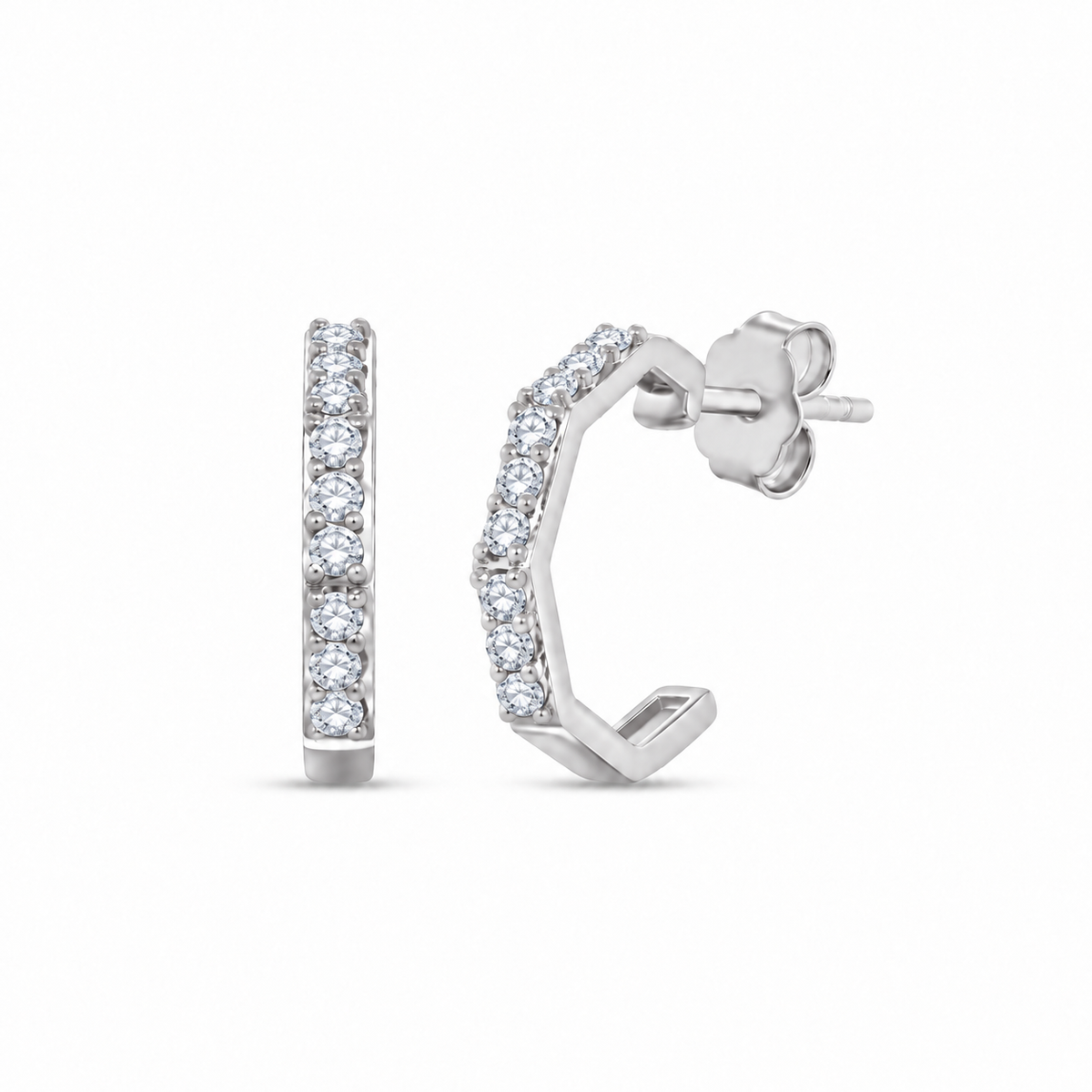 The Silver Jude Earrings with Lab Grown Diamonds on a white background