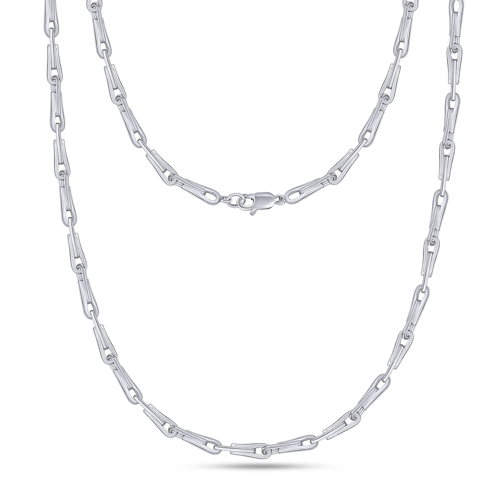 Silver chain necklace on a white background
