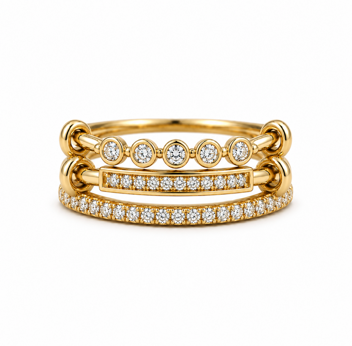 The Trina Triple Diamond Ring - 14K Gold Vermeil or Sterling Silver with Lab-Grown Diamond Ring
