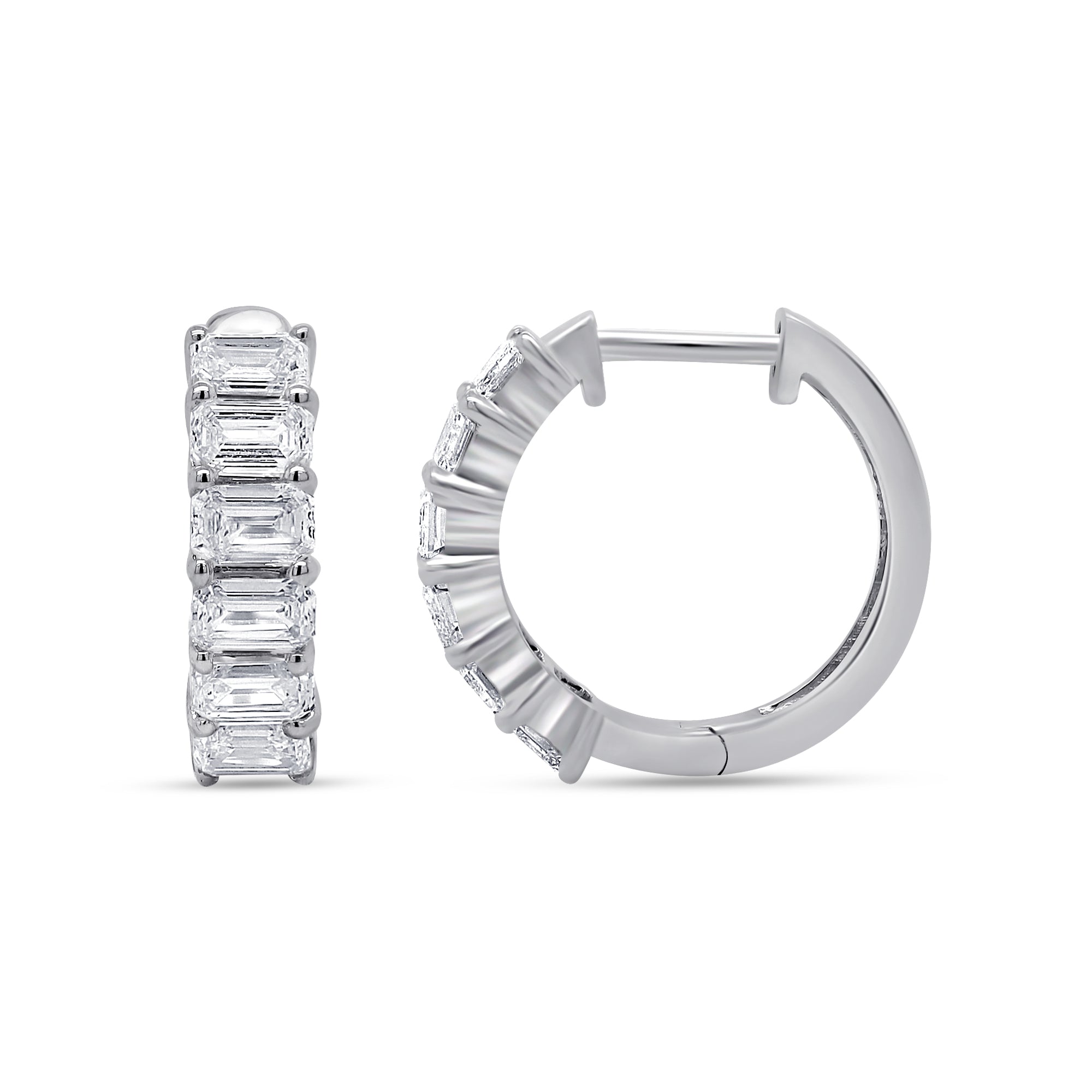 Diamond hoop earrings on a white background