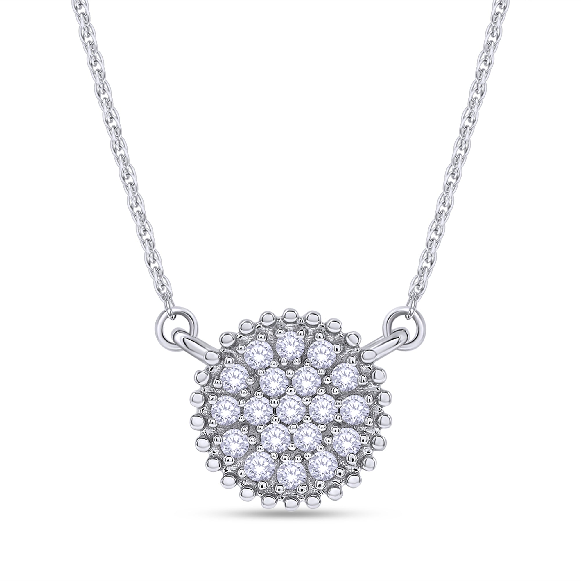 Heart-shaped diamond pendant on a chain against a white background