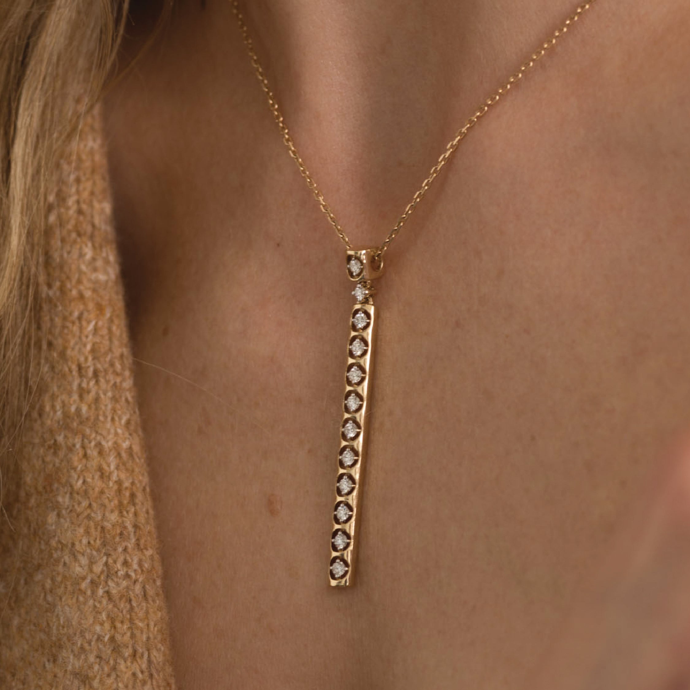 The Sloane 14K Solid Gold Diamond Pendant Necklace