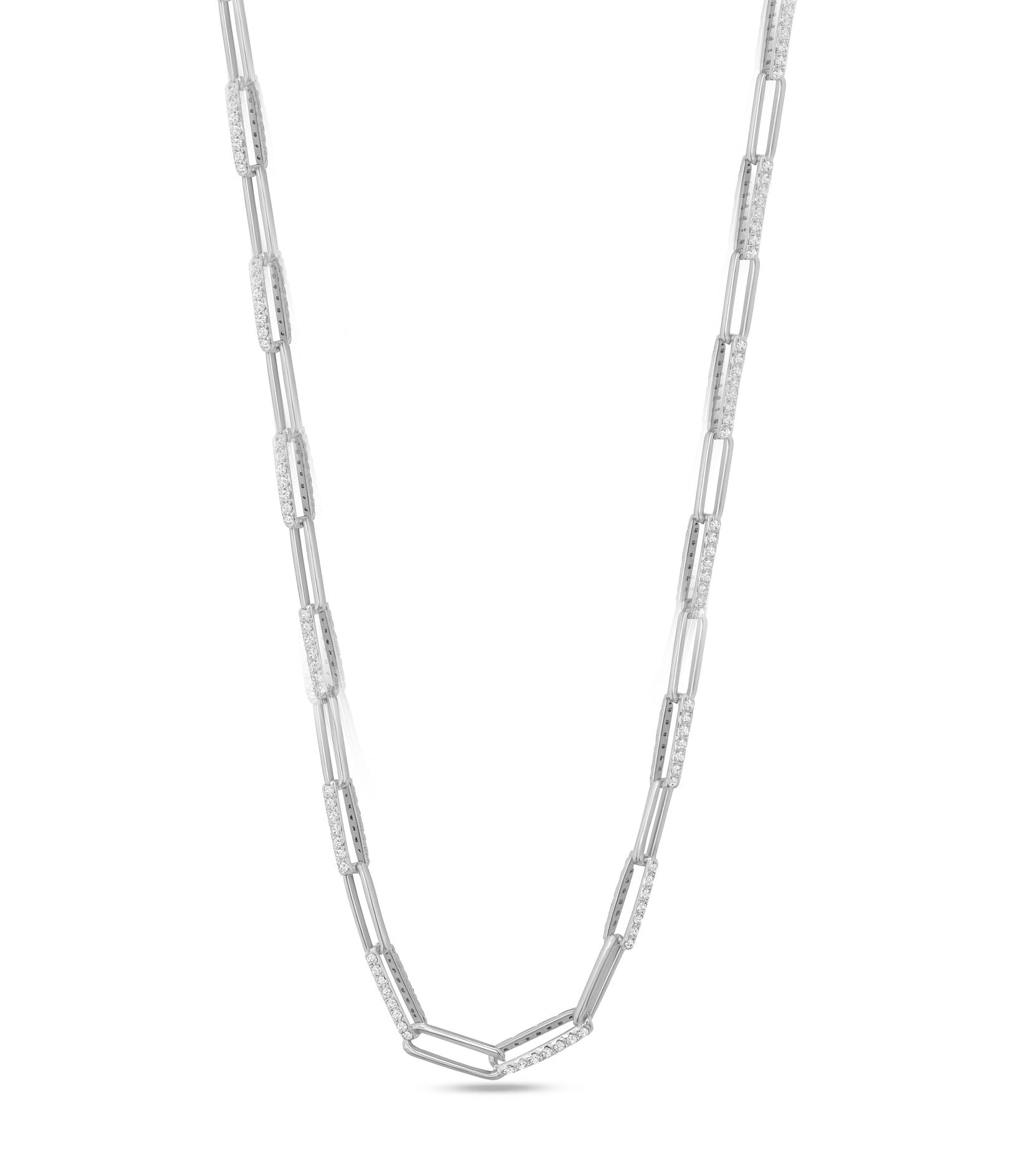 White Gold chain necklace on a white background