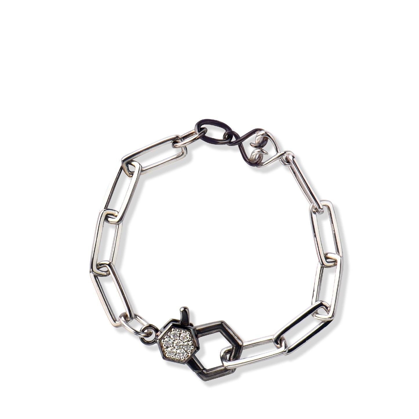 Silver Paperclip Bracelet | Sterling Silver & Black Platinum Paperclip Bracelet