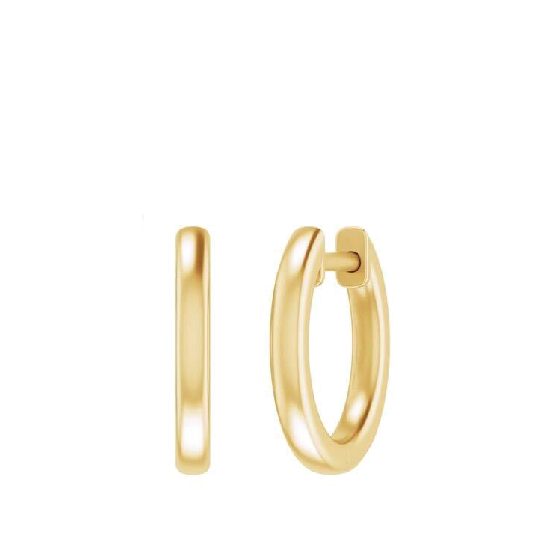Gold hoop earrings on a white background