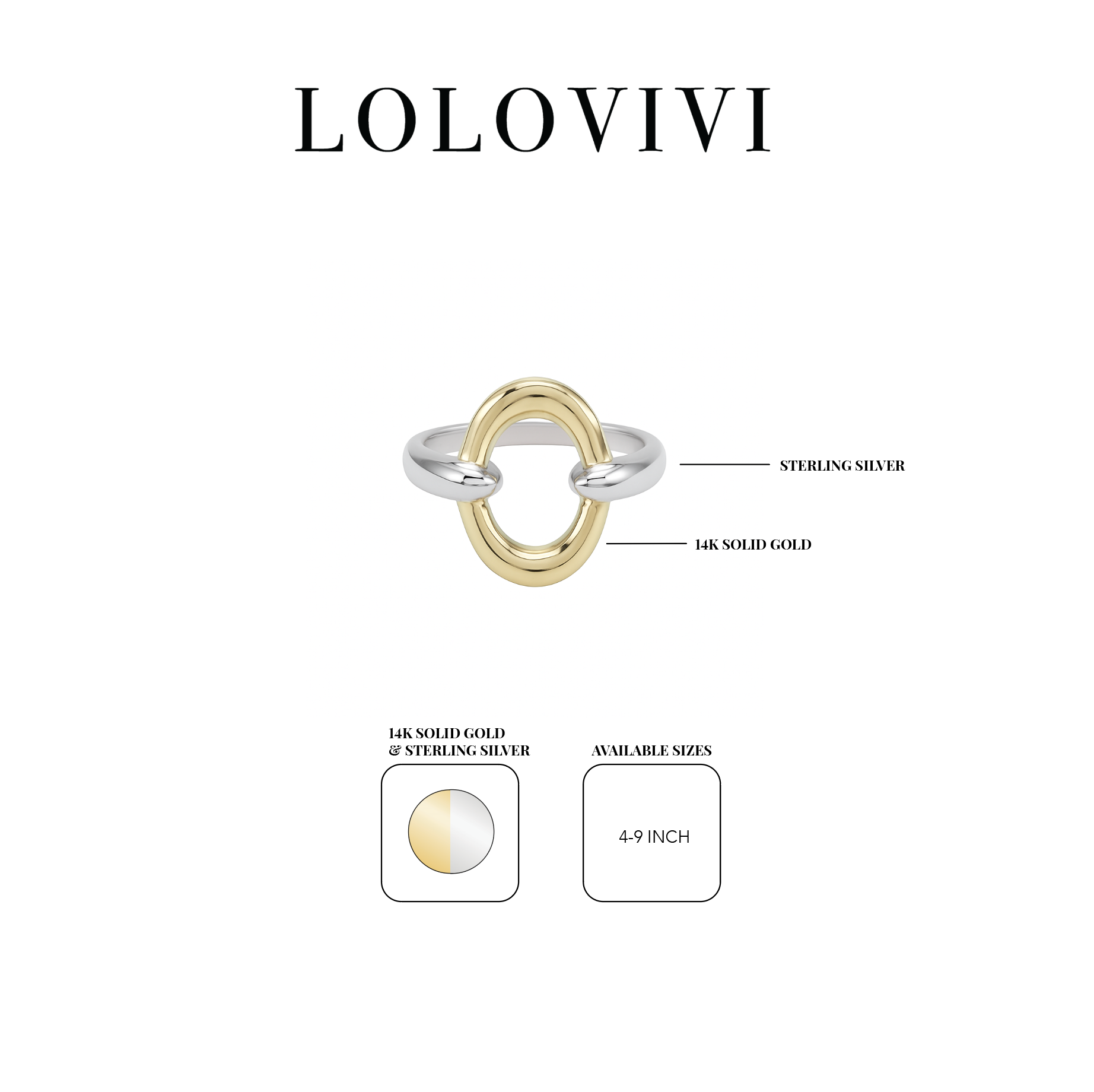 The Tova ring with 14K solid gold and sterling silver in an oval design.