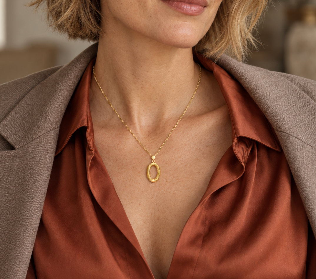 The Kala Ridged Necklace - 14K Gold Vermeil or Sterling Silver Necklace