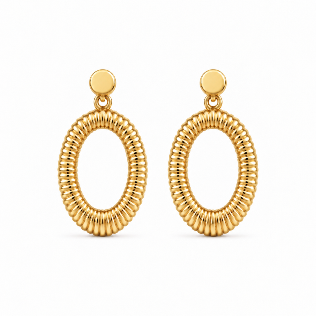 The Kala Ridged Earrings - 14K Gold Vermeil or Sterling Silver