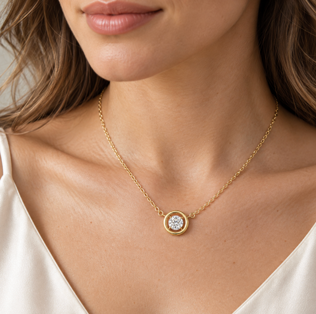 The Halie Diamond Necklace - 14K Gold Vermeil or Sterling Silver Diamond Necklace