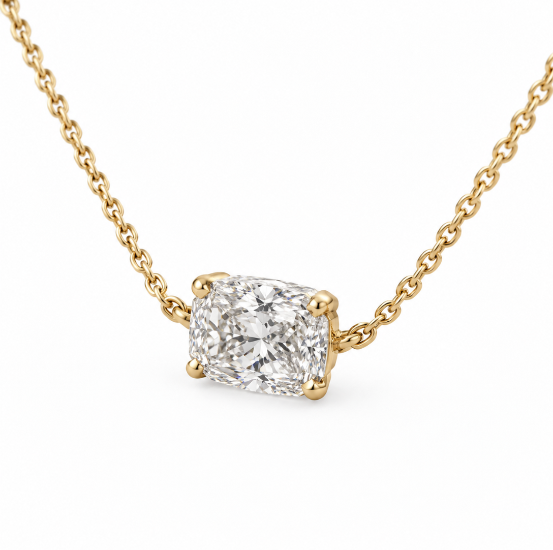 The Millie Diamond Necklace - 14K Gold Vermeil or Sterling Silver Two Carat Diamond Necklace