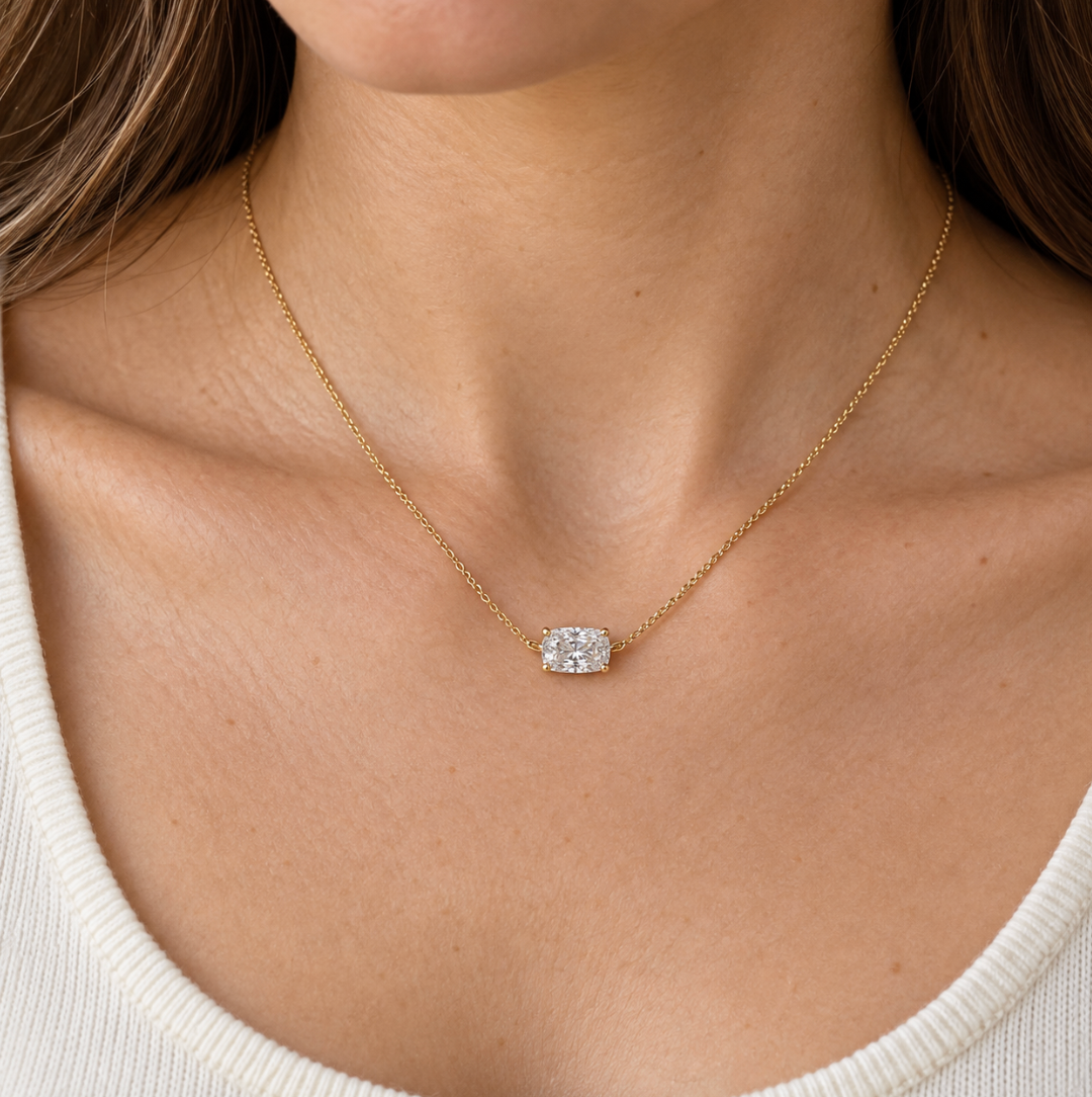 The Millie Diamond Necklace - 14K Gold Vermeil or Sterling Silver Two Carat Diamond Necklace