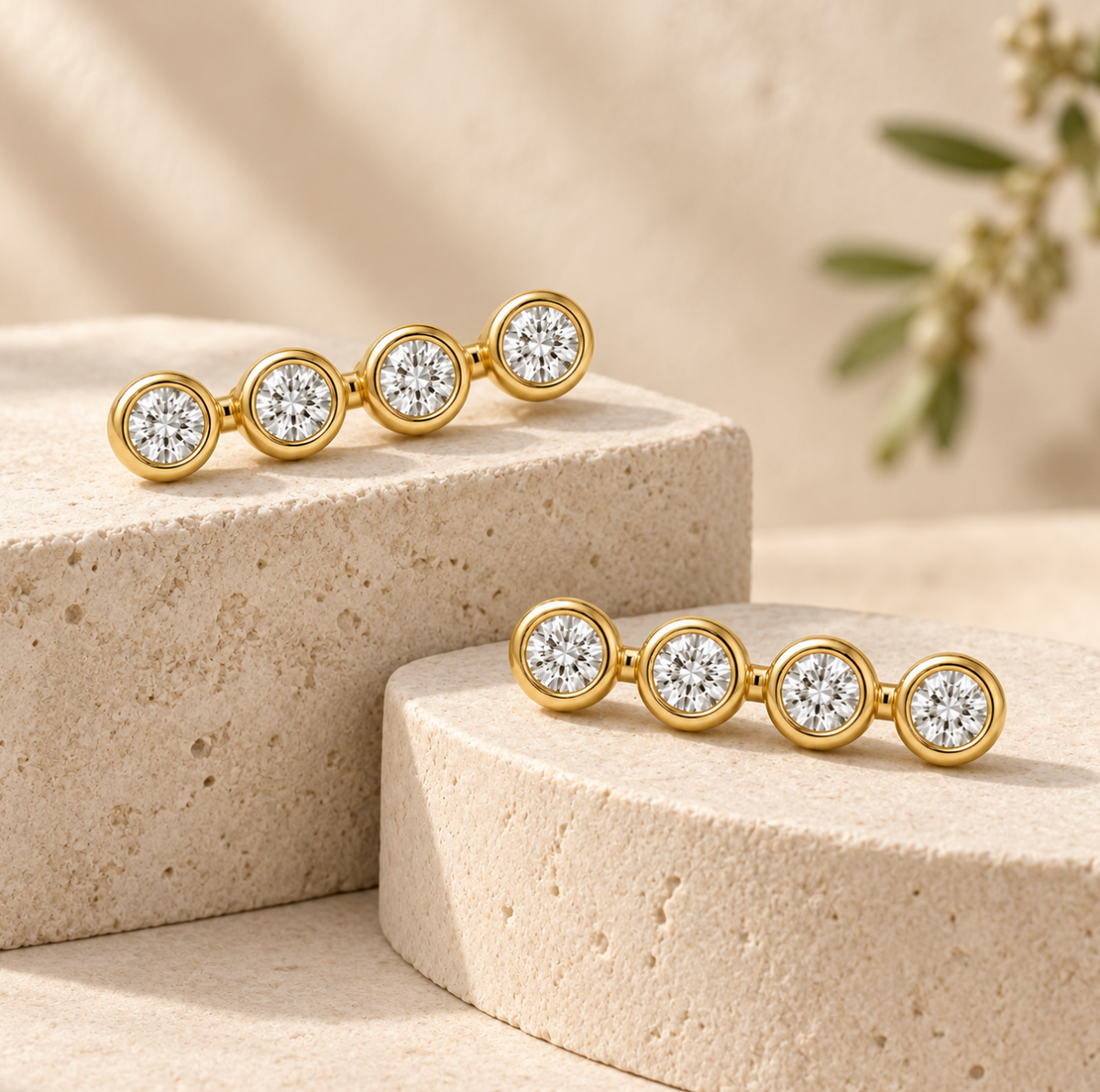 The Parker Crawler Earrings - 14K Gold Vermeil or Sterling Silver with Lab-Grown Diamond Crawler Earrings