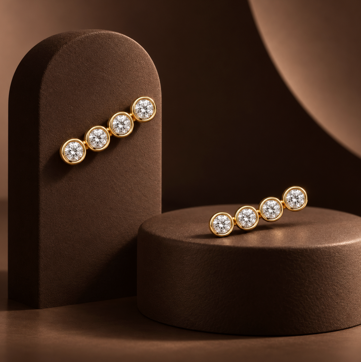 The Parker Crawler Earrings - 14K Gold Vermeil or Sterling Silver with Lab-Grown Diamond Crawler Earrings