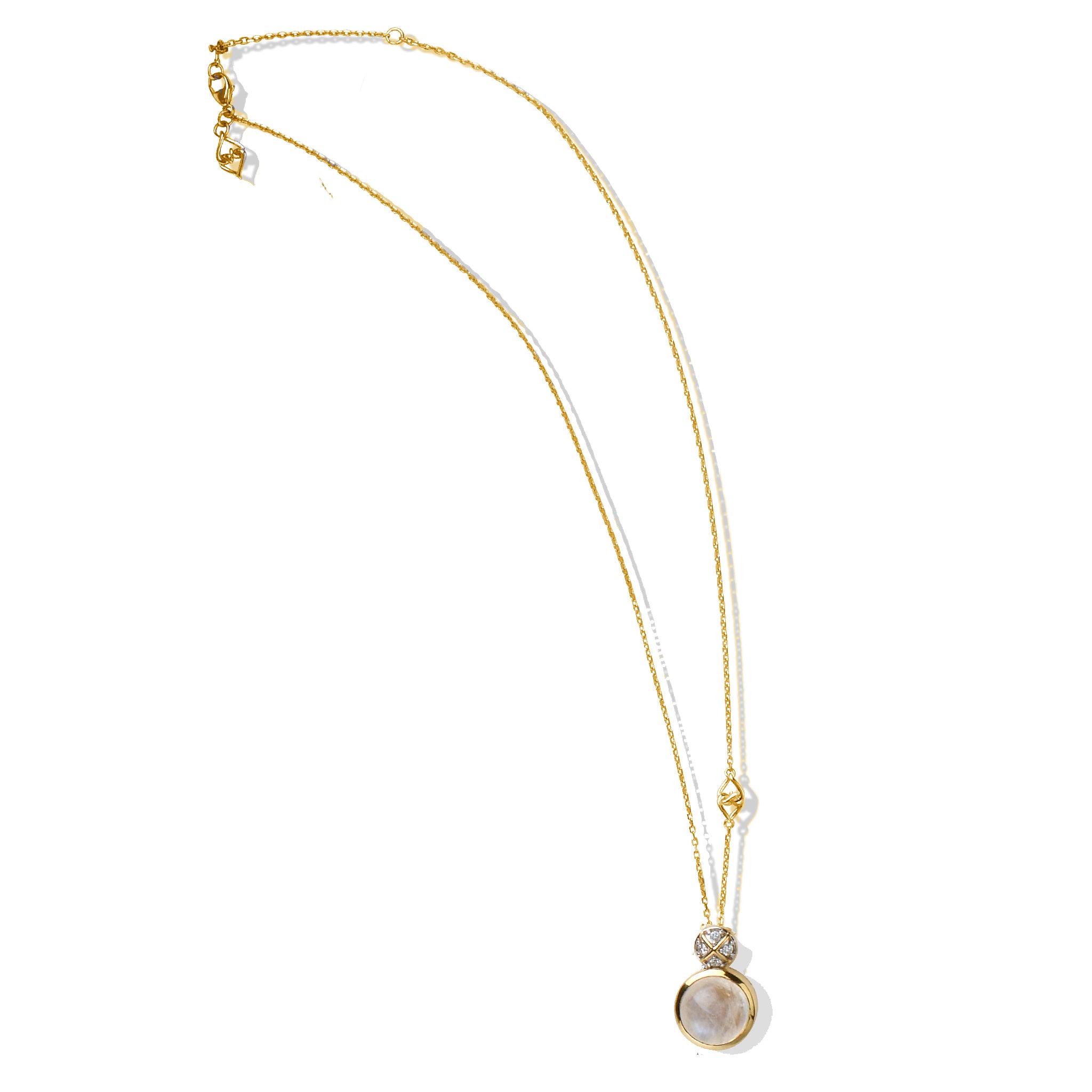 14K gold necklace with opal and diamond pendant, featuring a delicate chain and elegant design.