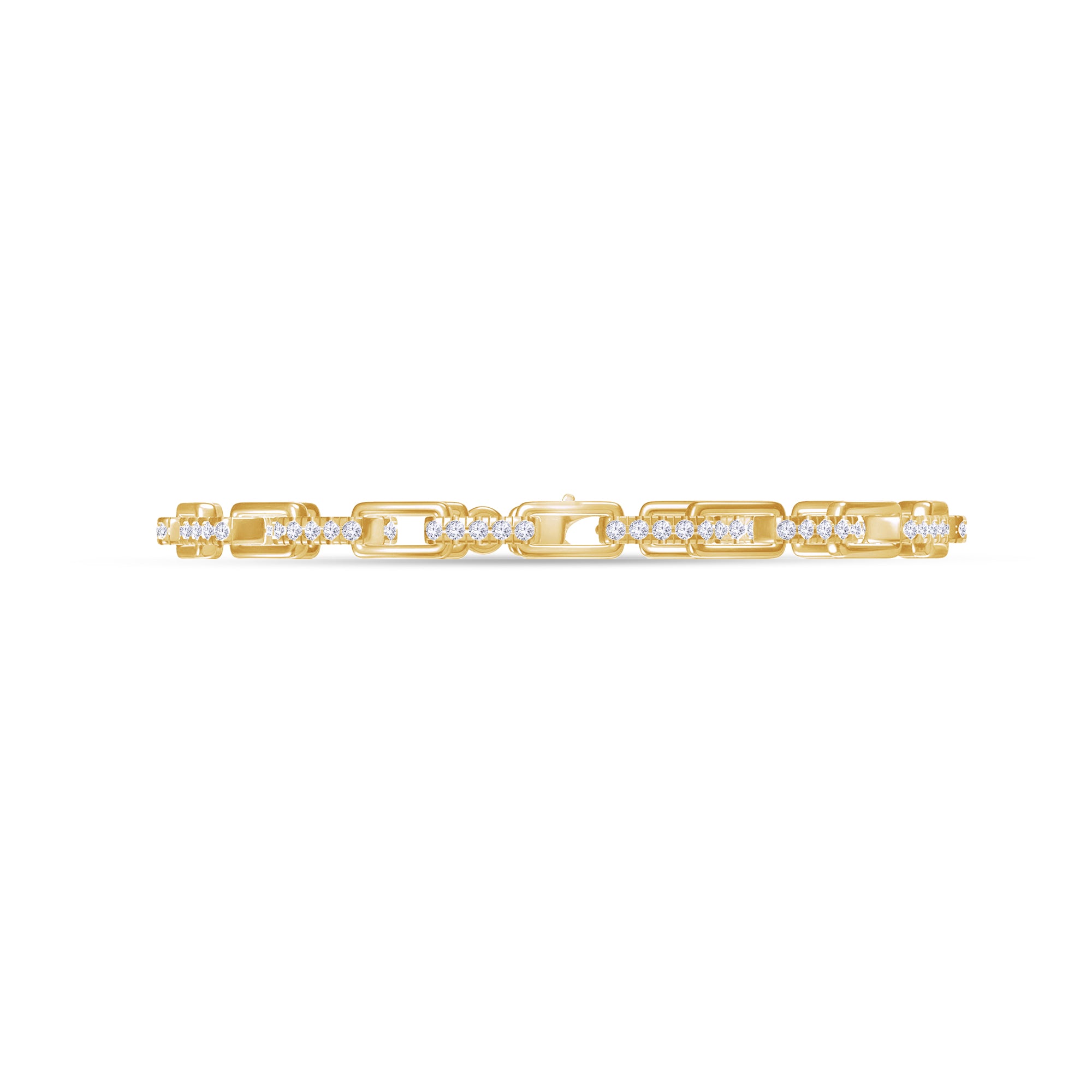 Gold bracelet with diamond accents on a white background