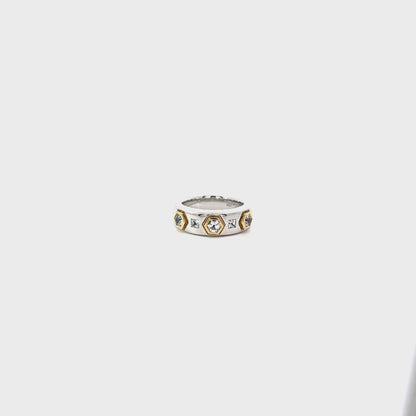 Sterling Silver Solid Gold White Sapphire Modern Love Band Ring