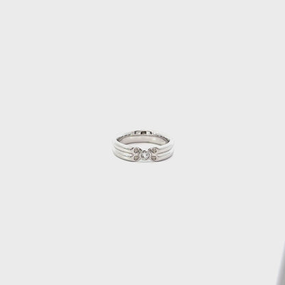 Sterling Silver Natural White Diamond White Sapphire Five Stone Band Ring