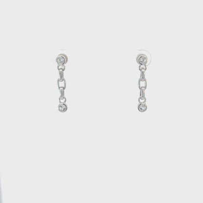 Sterling Silver White Sapphire Short Line Earrings