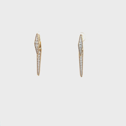 Solid Gold Natural White Diamond Long Earrings
