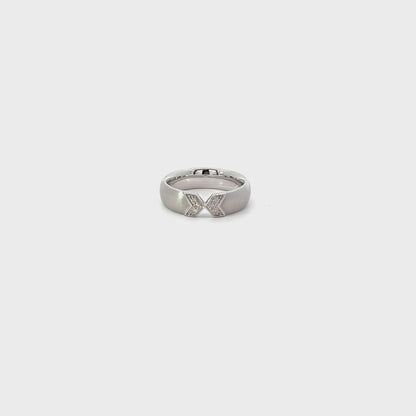 Sterling Silver Natural White Diamond Touch Band Ring