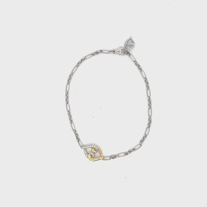 Solid Gold Sterling Silver White Sapphire Link Bracelet