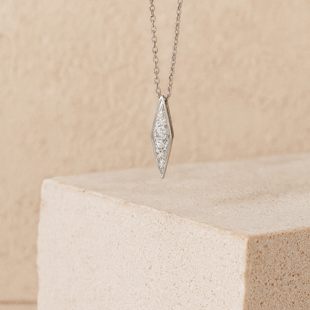 sterling silver sapphire pendant necklace hanging